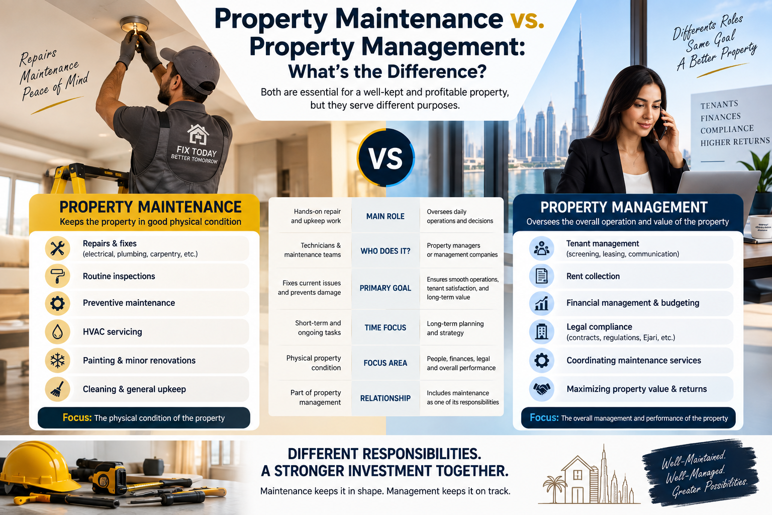 Property Maintenance vs. Property Management: What’s the Difference?