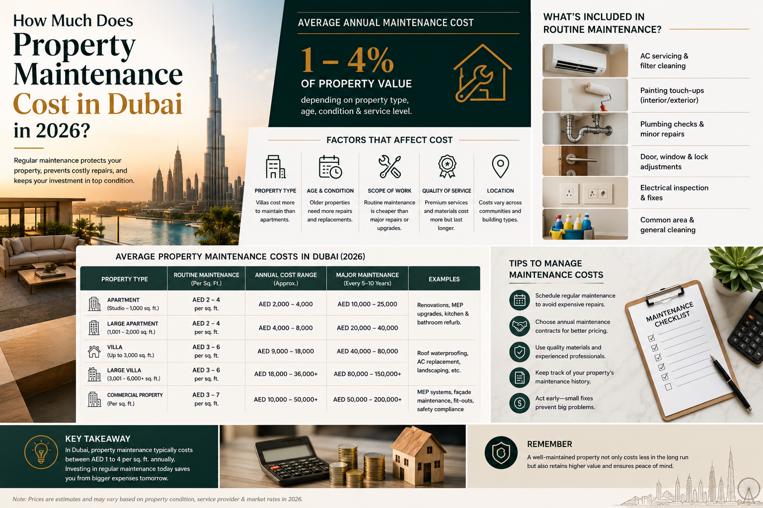 How Much Does Property Maintenance Cost in Dubai in 2026?